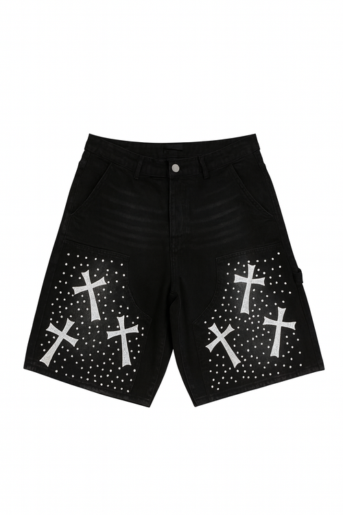 Rhinestone Cross Shorts