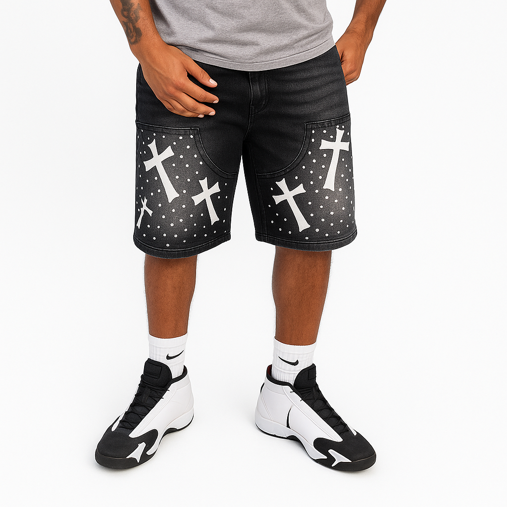 Rhinestone Cross Shorts