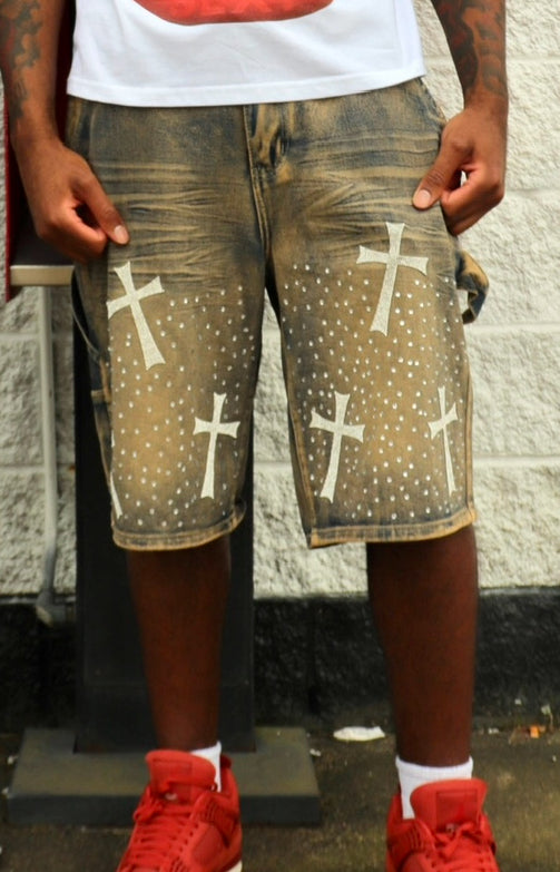 Rhinestone Cross Shorts
